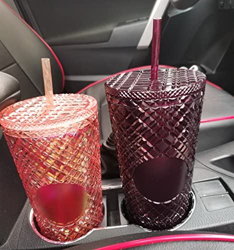 Ankeli&Lt Orange Jeweled Tumbler Cold Cup 24Oz,Tumble With Lid And Straw, Double Wall Insulated Cup,Reusable Plastic Cup #TOP5