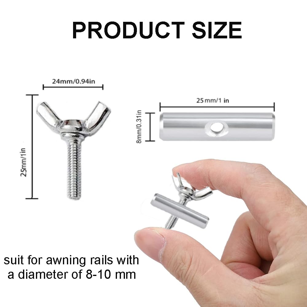 Fermi Per Binario Tenda AstarFavor - 15 Pezzi, Acciaio Inox, Per Camper E Roulotte