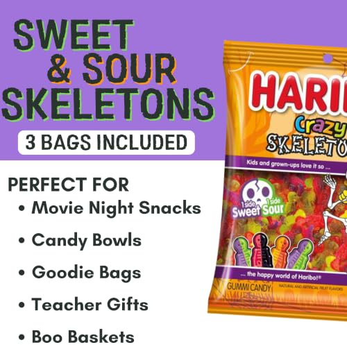Haribo Crazy Skeletons Gummy Candy, Halloween Treats, 4 oz, Pack of 3 - image 6