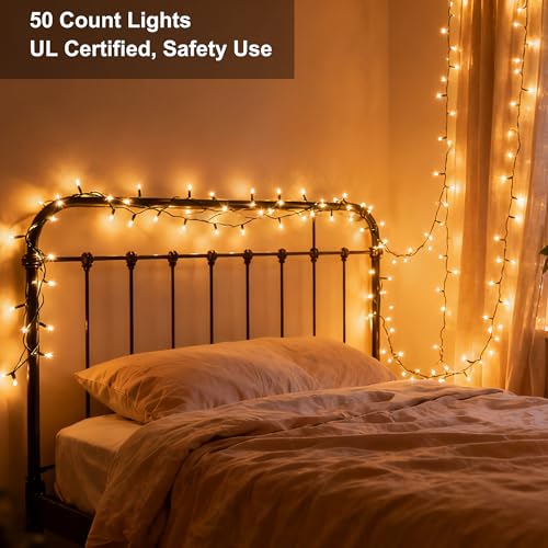 Image of BrizLabs Clear Christmas Lights, 50 Count Warm White Incandescent Christmas Lights, Connectable Mini Light String, UL Certified Xmas Tree Lights Green Wire for Indoor Outdoor Holiday Xmas Tree Party