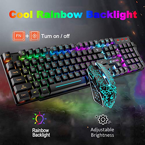 Pack Clavier Souris sans Fil Rechargeable avec Rétroéclairage Rainbow
