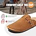 DDXYYDS Suede Clogs Men & Women Unisex Leather Mules Soft Cork Footbed Adjustable Buckle Slip Sandals Potato Shoes with Arch Support Brown
