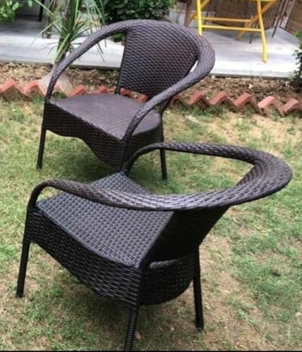Image of PRATHAM India 4+1 Outdoor Indoor Patio Set Bistro Set Rattan Set Lawn Balcony Hall Outdoor Garden Chair Table Set (Brown Chair & Brown Cushion)