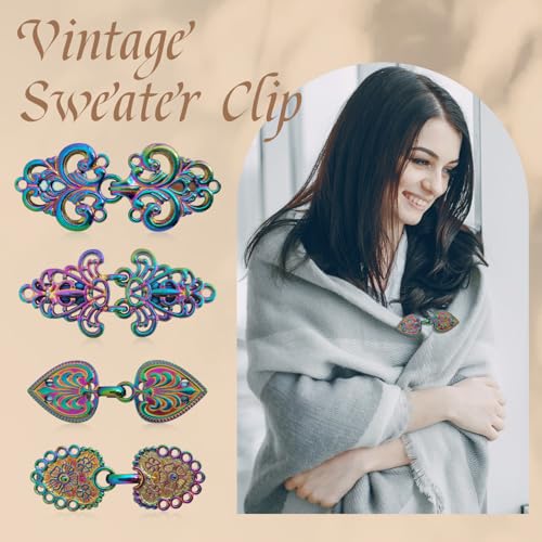 Image of CLINTT Exquisite Retro Sweater Twirl Clips, Cape Cloak Fasteners for Dresses, Stylish Cardigan Clips