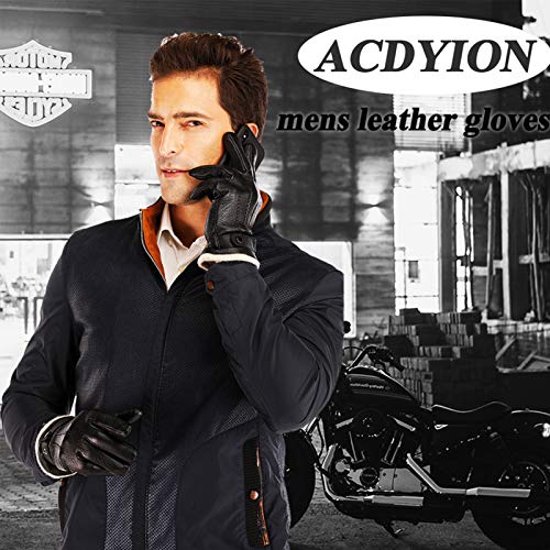 Mens Genuine Leather Gloves Winter - Acdyion Touchscreen Cashmere/Wool Lined Warm Dress Driving Gloves (Black/Cashmere, X-large) - Thumbnail 3
