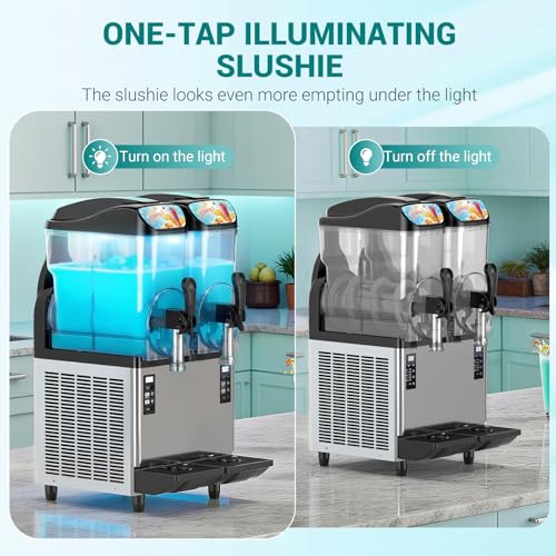 Image of 30 L Commercial Slushy Machine with LED Light, 15-45 Minutes to Make,15Lx2 Tanks Commercial Frozen Drink Machine, 110V Margarita Slushie Maker, for Wine Cocktails, Daiquiri Juice