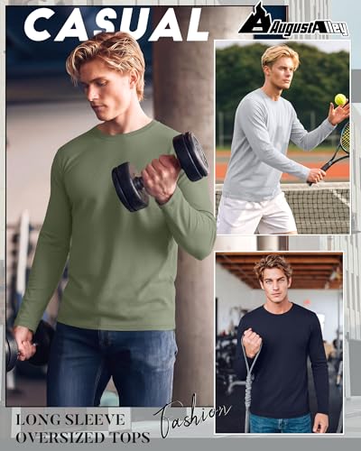 Image of August Alley 4 Pack Men's Big and Tall Cotton Shirts L-7XL, Long Sleeve Oversized Tops Loose Casual Large T-Shirts Basic Tee