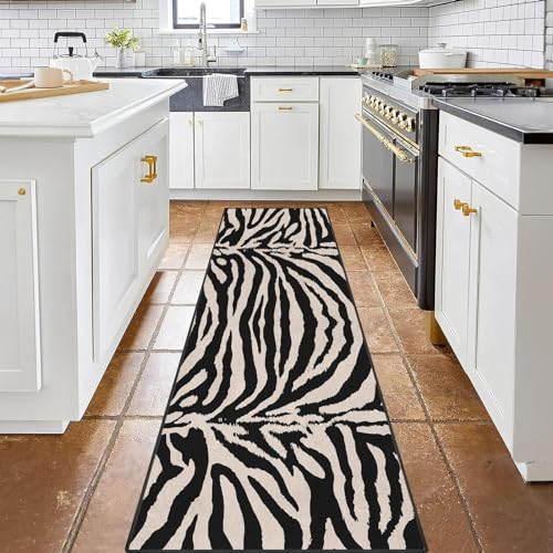 Bribay LZQ231215159-ARC Runner Rug, Washable And Non-Slip 2'X6' Zebra African Tiger Brown Blue Orange Hallway Kitchen Area Rug, Indoor Entryway Door Mat, Floor Mat Carpet cover