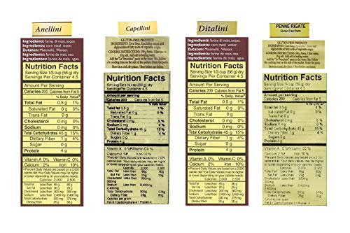 Le Veneziane Gluten Free Pasta Noodles Variety Pack Includes [1] Capellini [1] Anellini [1] Ditalini Pasta And [1] Pipe Rigate ~ Corn Pasta ~ 4 Count - Thumbnail 3
