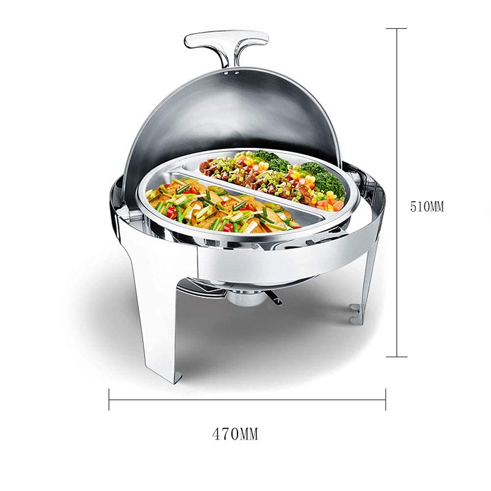 Scaldavivande Rotondo, Scaldavivande, Cibo Caldo per Buffet di Hotel con Coperchio Ribaltabile A 180° E Manici Antiscottatura, A Risparmio Energetico, B