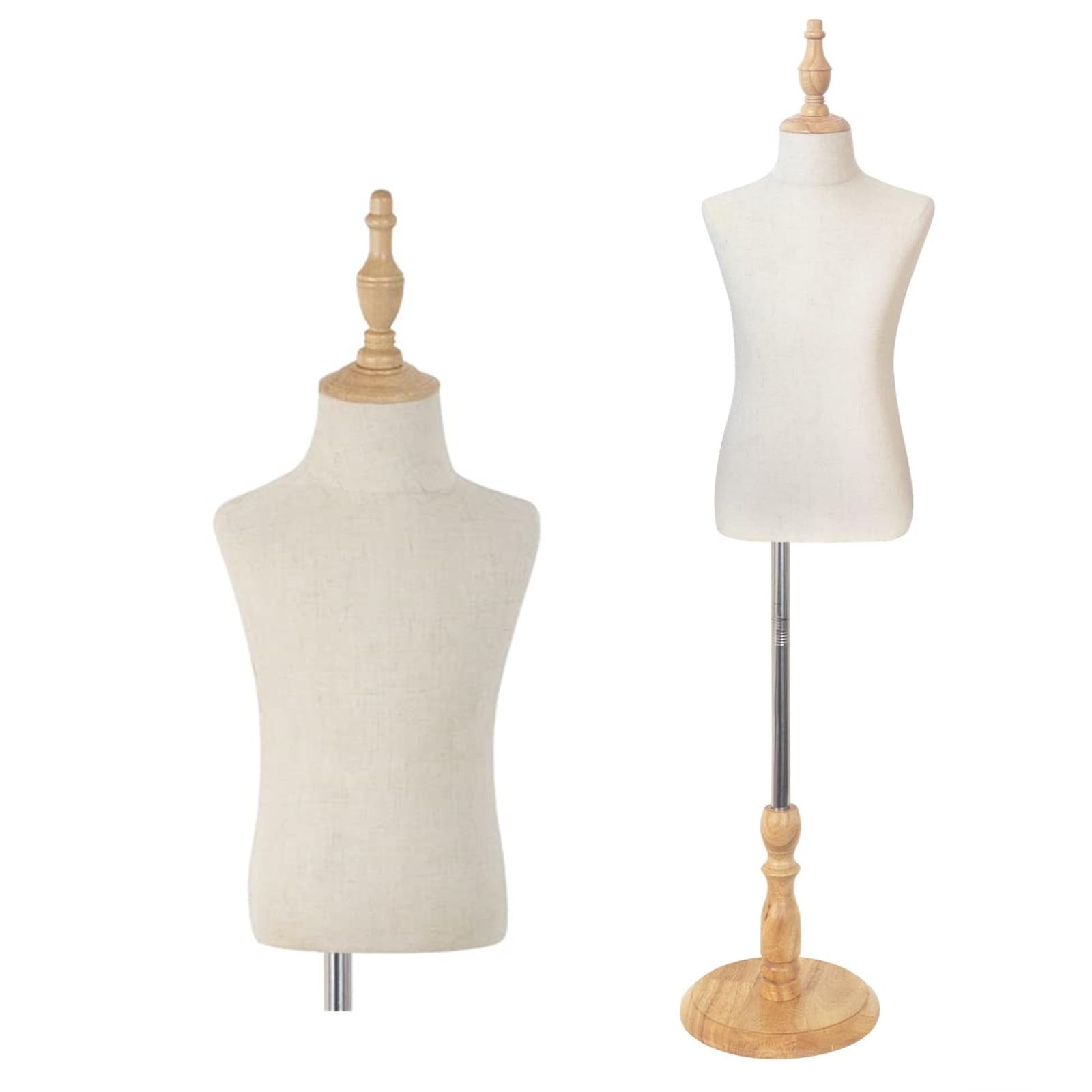 Adjustable Child/Kids Mannequin Dress Form (Ages 10-11) with Wood Stand for Display