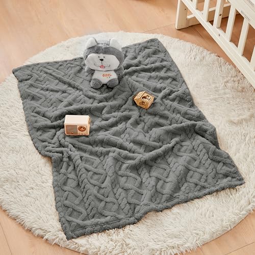Image of Yurhap Sherpa Baby Blanket, Soft Plush Fleece Baby Blankets for Boys Girls | Soft Baby Boy Blankets for Infant Toddler Newborn Gifts, Fluffy Baby Essentials, For Crib Stroller, 30 inchx40 inch, Grey