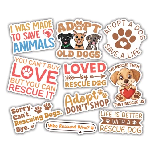 10pcs Rescue Dog Sticker Sheet for Women, Men, Kids, Animal
