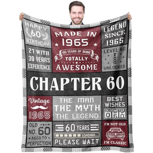 Joyloce 60th Birthday Gifts For Men Blanket 50*60, Happy 60th