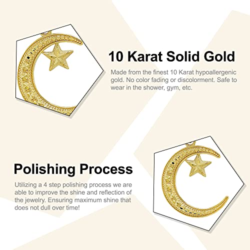 Gold Moon and Star Charm - 10 Karat Solid Gold - Moon Pendant - Celestial Jewelry2