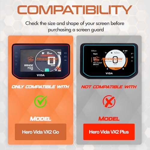 Image of Screen Guard For Hero VIDA VX2 GO [2026] Electric Scooter || 4.3 Inch Color LCD Display | Anti-Bubble | Scratch Resistant | HD Clear | Anti-Fingerprint | Color LCD Display Protector [Not Tempered Glass] (Pack of 2)