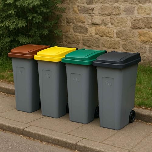 Well Home Recyclingbehälter, 110 Liter, geschlossen, Gelb, 88 x 57 x 42 cm