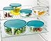 BORMIOLI ROCCO Round Storage Bowls With Blue Lids, 4 CT