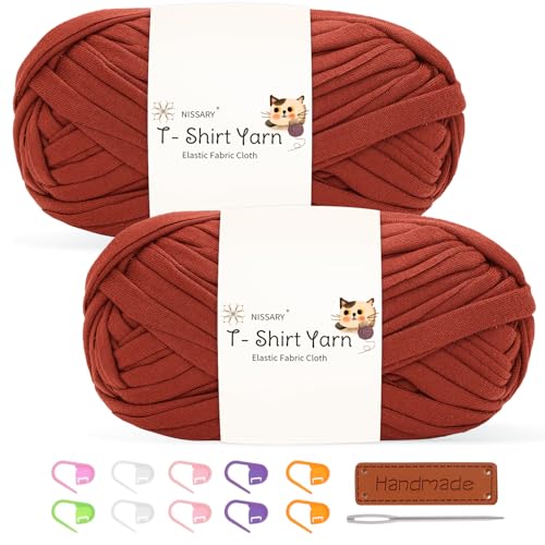 Lot de 2 pelotes de fil à crochet épais pour t-shirt - 100 g - Tissu élastique - Idéal pour...