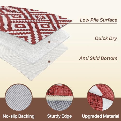 Image of GENIMO Outdoor Rug 3'x5' Waterproof for Porch, Plastic Door Mat Ruby White | Outside Modern Carpet for Patio Decor, Balcony, Deck, Backyard, Picnic, Camping, RV, Reversible, Foldable, Lightweight