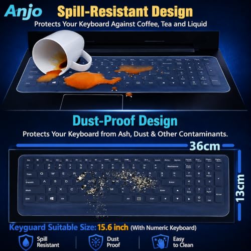 Image of Anjo 5 in 1 Combo Of 15.6 Inch & 16:9 Display Aspect Ratio Laptop Screen Protector, KeySkin, Body Lamination Trackpad & Lid (Transparent) & Cleaner