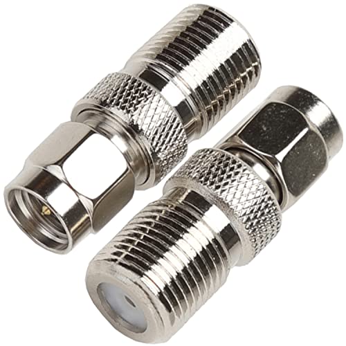 Fohevers 2 Pcs SMA Male to F Type Female Coaxial Connector SMA Connector to F-Type RF Coax Adapter for FM/AM/Radio DAB Antenna TV Aerial WIFI Video