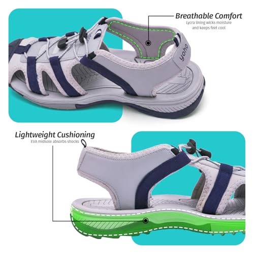 Image of YOHO Men Sports Sandals TrailEazy | Thick EVA Molded Sole for Shock Absorption, Adjustable Laces, Comfortable & Lightweight Floaters | Outdoor Casual Wear Footwear
