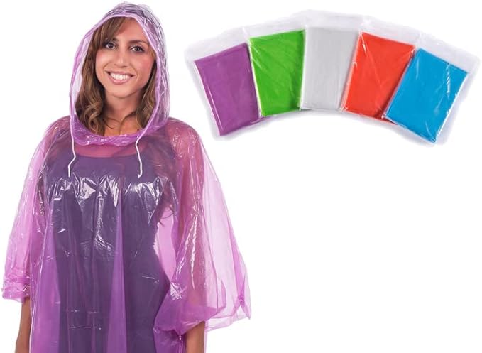 Clear Harbour Emergency Disposable Rain Poncho Pack for Adults | Women and Men's Rain Ponchos in Bulk | Extra Thick, Waterproof Reusable .03mm PE Plastic Material for Travel, Survival, and Fun.