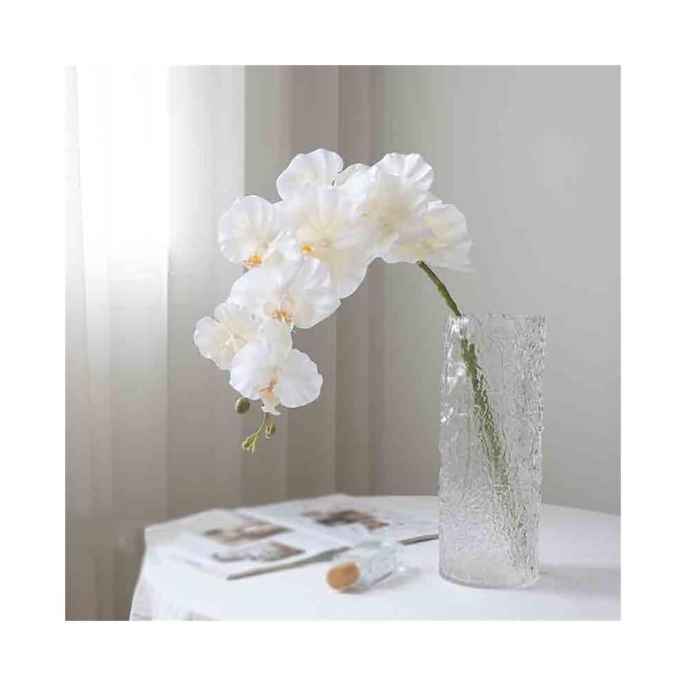 CFY652 Floral Arrangements Glass Vase White Single Phalaenopsis Simulation Fake Flowers Living Room Arrangement Decorative Flowers Weddings