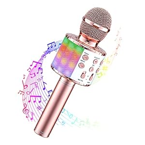Wowstar Karaoke Bluetooth Microphone, 5 in 1 Wireless Microphone for Kids Adults, Dancing LED Lights Portable Speaker…