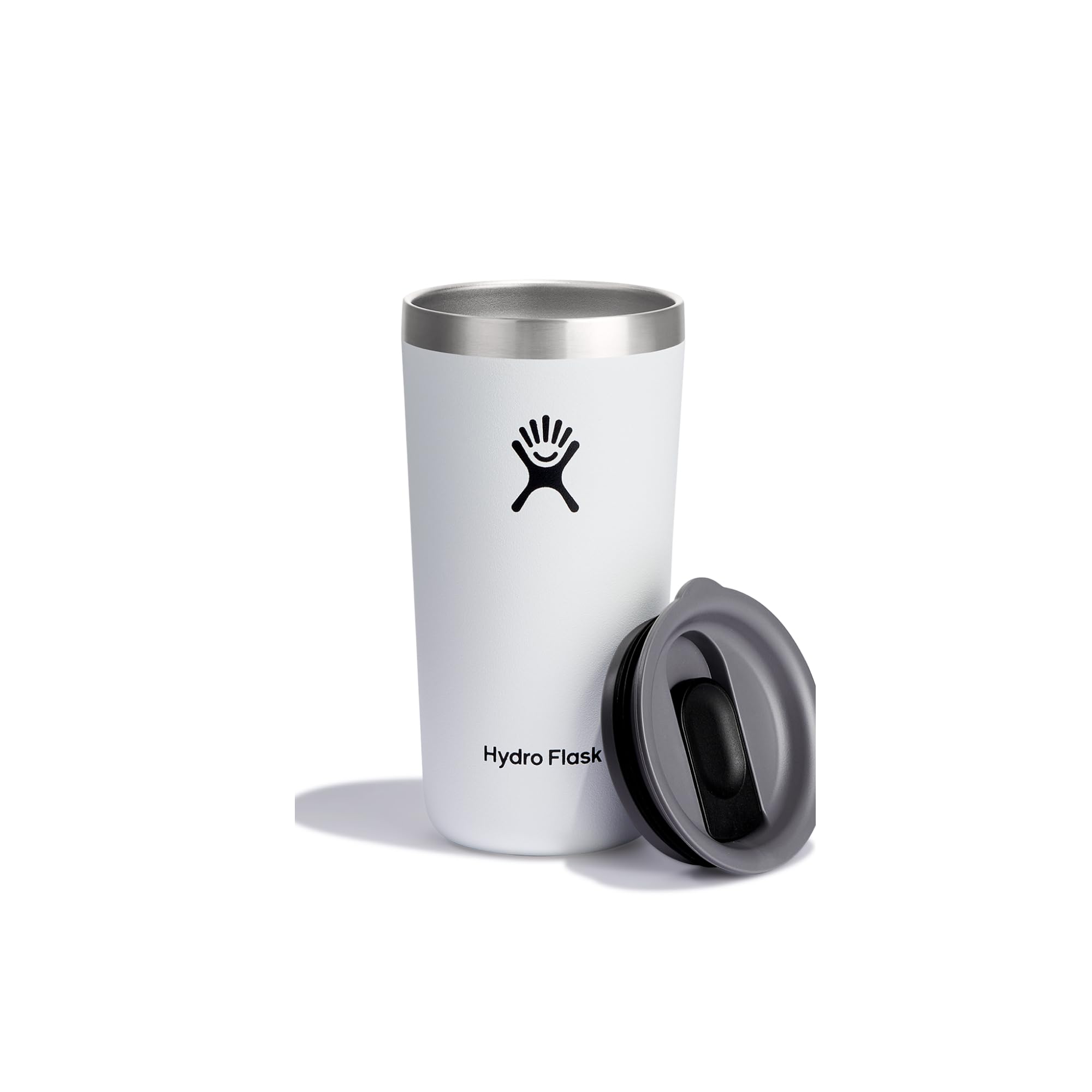 Hydro FlaskAll Around Tumbler 355 ml (12 oz) with Closable Spill Proof Press-in Lid - Stainless Steel Double Wall Vacuum Insulated -White