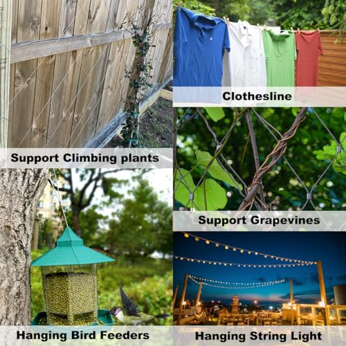 Image of Wire Rope,1 /16 inch Wire Rope,100FT Stainless Steel Cable with 50Pcs Crimping Sleeves,7x7 368lbs Breaking Strength for Garden Wire,Aircraft Cable (51, 100FT Wire Rope +50Crimping Sleeves)