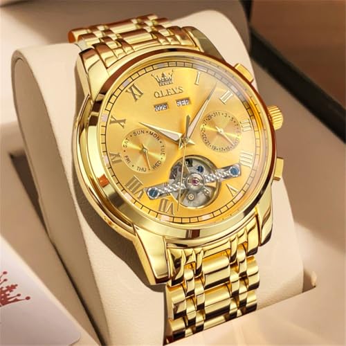 Image of OLEVS Automatic Watch for Men Self Winding Mechanical Luxury Business Stainless Steel Multi Calendar Waterproof Luminous Wrist Watches