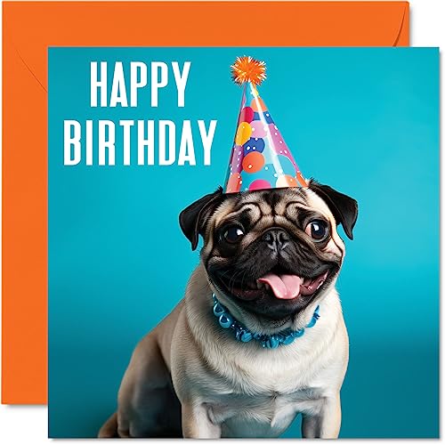 Stuff4 Geburtstagskarten für Männer und Frauen, Party-Mops, Happy Birthday Karte für Mutter, Vater, Schwester, Bruder, Tochter, Onkel, Tante, Oma, Großvater, Kollegen, beste Freundin, 145 mm Stuff4 Geburtstagskarten für Männer und Frauen, Party-Mops, Happy Birthday Karte für Mutter, Vater, Schwester, Bruder, Tochter, Onkel, Tante, Oma, Großvater, Kollegen, beste Freundin, 145 mm