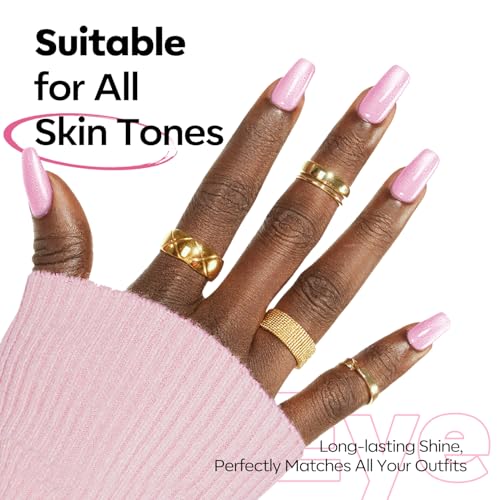 Image of modelones Pink Cat Eye Gel Polish Slik Glitter Holographic Jelly Glass Cat Eye Light Rose Shimmer Reflective Translucent U v Gel Magnetic Valentine Nail Polish 15 ML