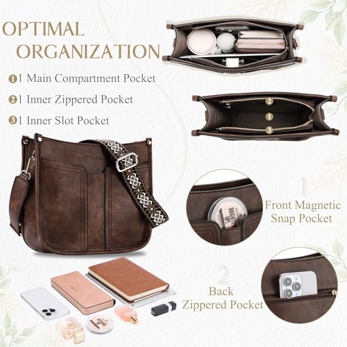 Chase Chic Crossbody Bags for Women, Vegan Leather Hobo Handbags Trendy Ladies Shoulder Bag Purse with 2 Adjustable Straps4