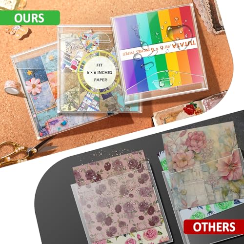 Image of tutata 6x6 Inch Scrapbook Storage, Scrap Storage with Lid, Plastic Sleeves for Holding Scrapbook Paper, Origami Paper, Cookie Stencil, Cardstock, 30 PCS