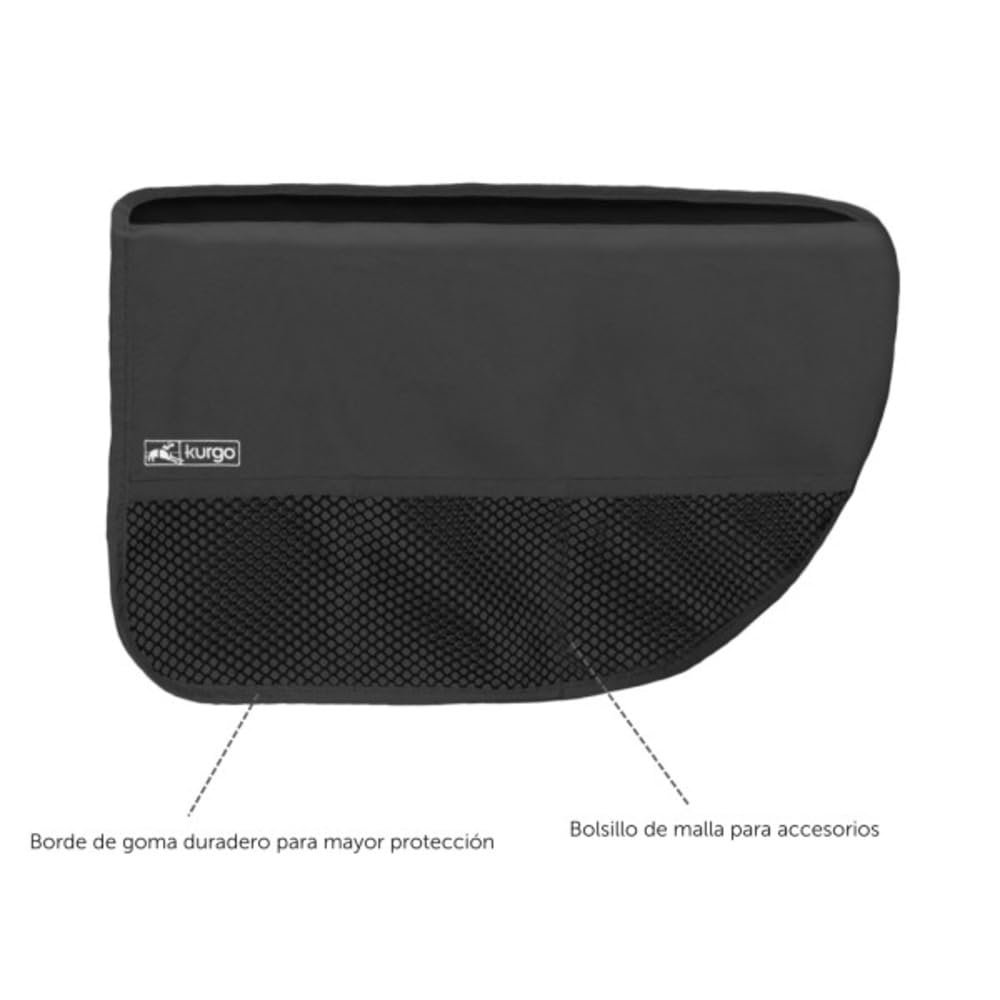 Kurgo - Protector de Puerta de Coche para Perros - Protege el Interior de Arañazos y Huellas con Revestimiento Impermeable y Bordes Rufftex - Negro