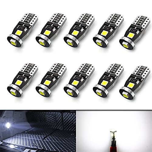 10pcs T10 W5W Bombilla LED Luces interiores Coche 194 501 168 12V 3SMD 3030 Chips 6000K...