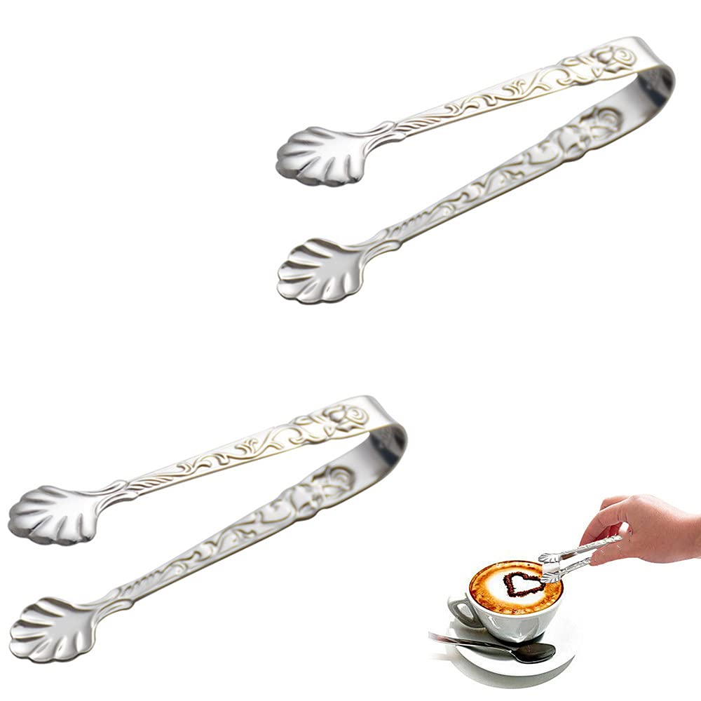 2 Pcs Stainless Steel Sugar Tongs U-Shaped Ice Tongs for Ice,Sugar