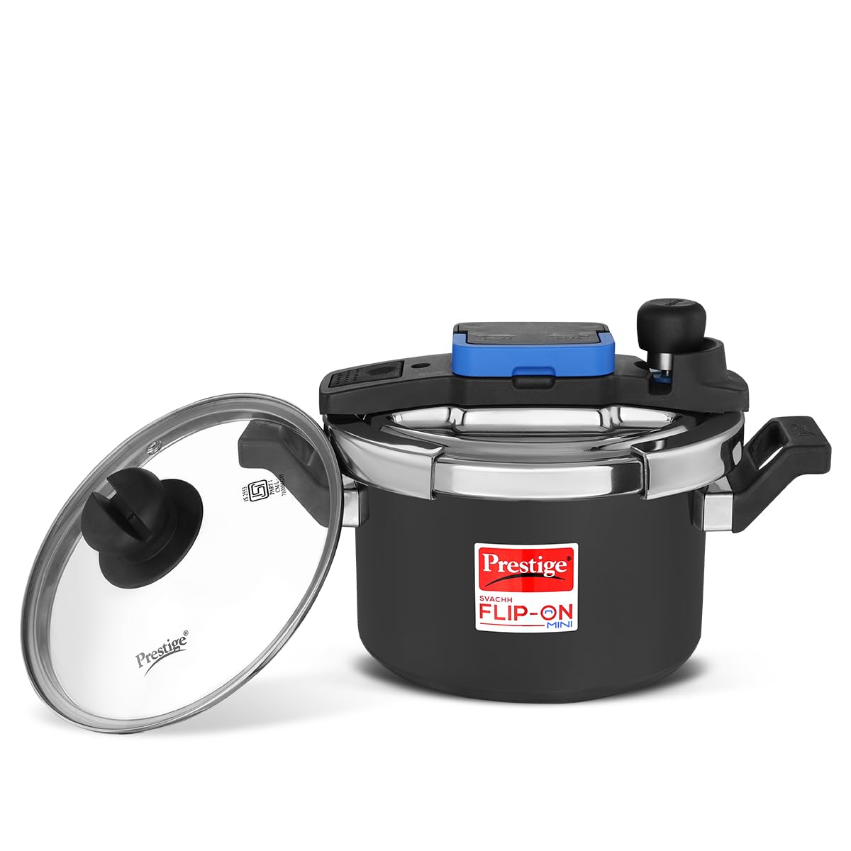 3L Hard Anodised Flip On Mini Svachh Pressure Cooker with Glass Lid|Deep lid for spillage control|Innovative Iid with single hand operation|Gas/Induction Compatible|5Y warranty|ISI Certified