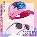Disney Girls Sunglasses and Baseball Cap Set, Adjustable Sun Hat 100% UV Sunglasses - Girls Gifts (Pink Stitch)
