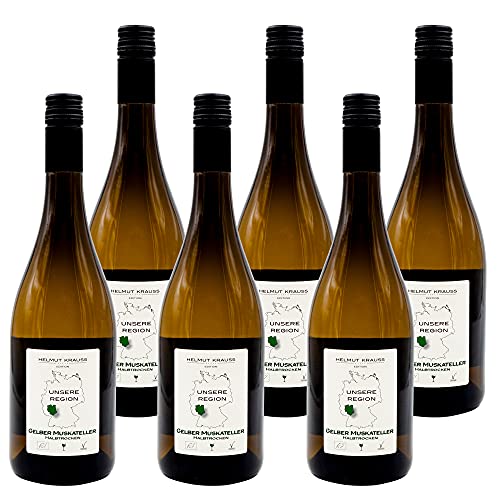 Weingut Krauss Zellertal - Gelber Muskateller, halbtrocken 0,75l I Bio Muskatwein halbtrocken 11.5% (2021er) I Würziger Weißwein trocken I Vegan I Qualitätswein mit Bioland-Siegel Cover