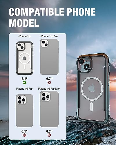 Image of RAPTIC Shield Magnetic for iPhone 15 Case, Compatible with MagSafe, Shockproof Protective Clear Case, Military Grade 10ft Drop Tested, Durable Aluminum Frame, 6.1 inch, Black