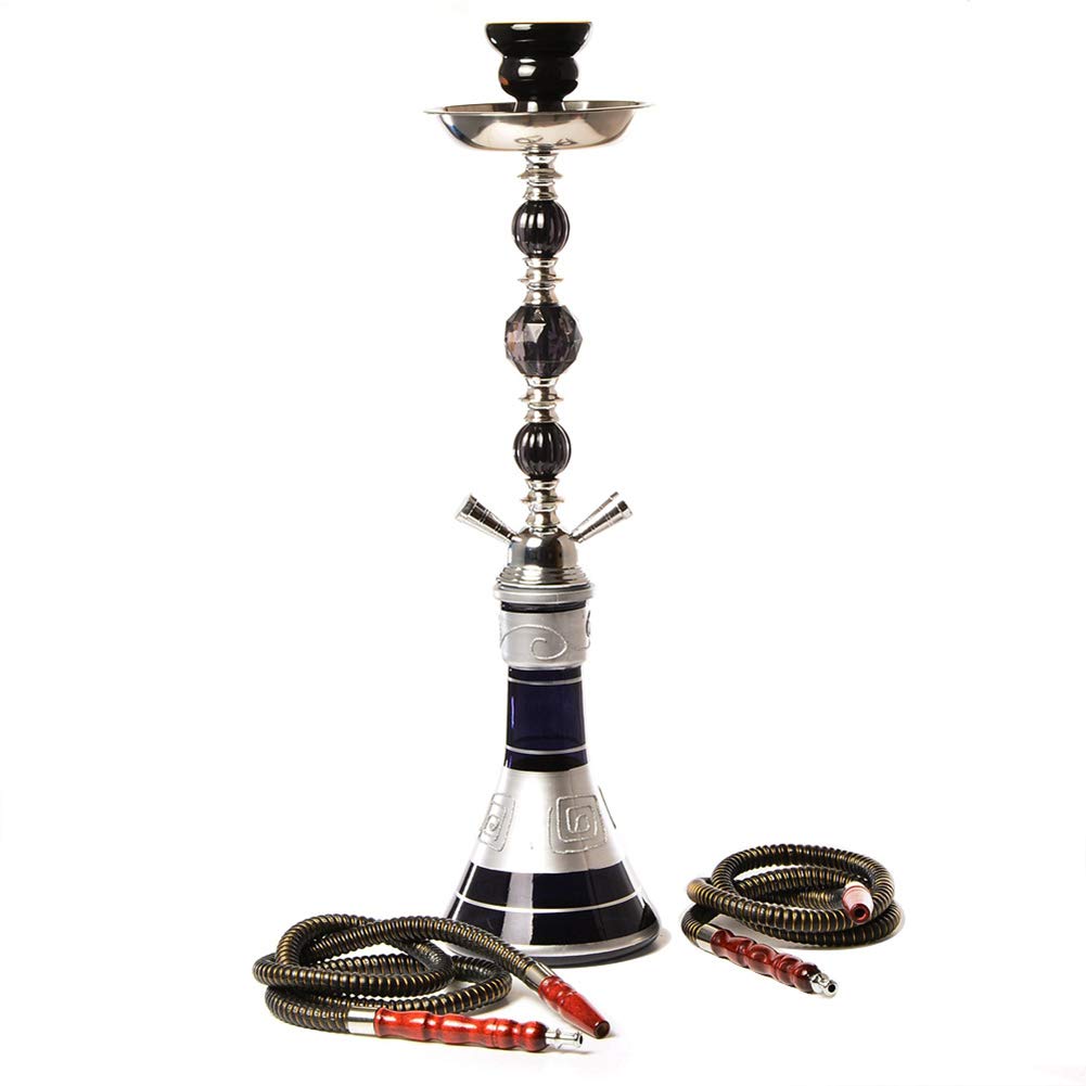 Echte ägyptische Art Kaffee Shisha Shisha, große Doppelrohr Shisha Set, große arabische Doppel Shisha Glas Shisha Set, geeignet für Familien, ausländische Hotels,Schwarz