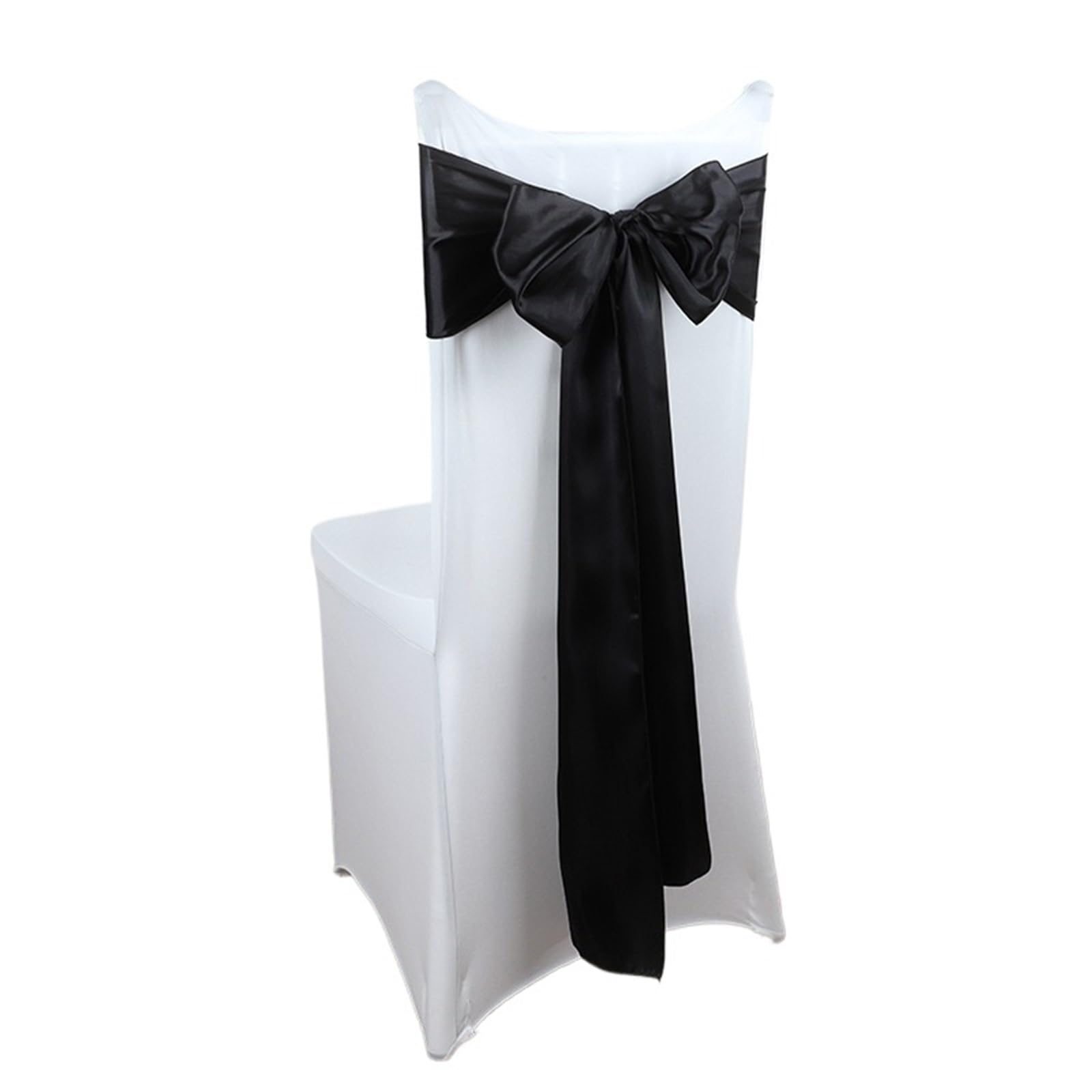 RRYPBOVG Chair Ribbon 10/50PCS Satin Chair Sashes Bows Universal Ribbon Ties Back Sash For Wedding Party Events Banquets Hotel Event Cover(Black,10 pcs)