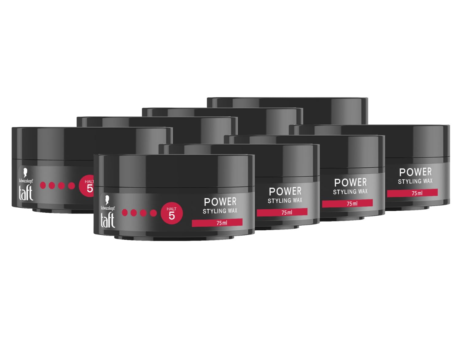 Schwarzkopf Taft Styling Wax Power (8 x 75 ml), wosk do włosów utrzymuje siłę do 48 godzin, delikatny dla włosów i skóry głowy, wegański wosk do stylizacji