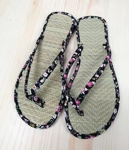 Bamboo Slippers Sandals for Women Tatami Flip Flops Hawaiian Straw Rattan Woven Grass Japanese Slides Non Slip Wooden Zori Beach Travel Summer Indoor House Standing All Day Comfortable Walking Trendy2