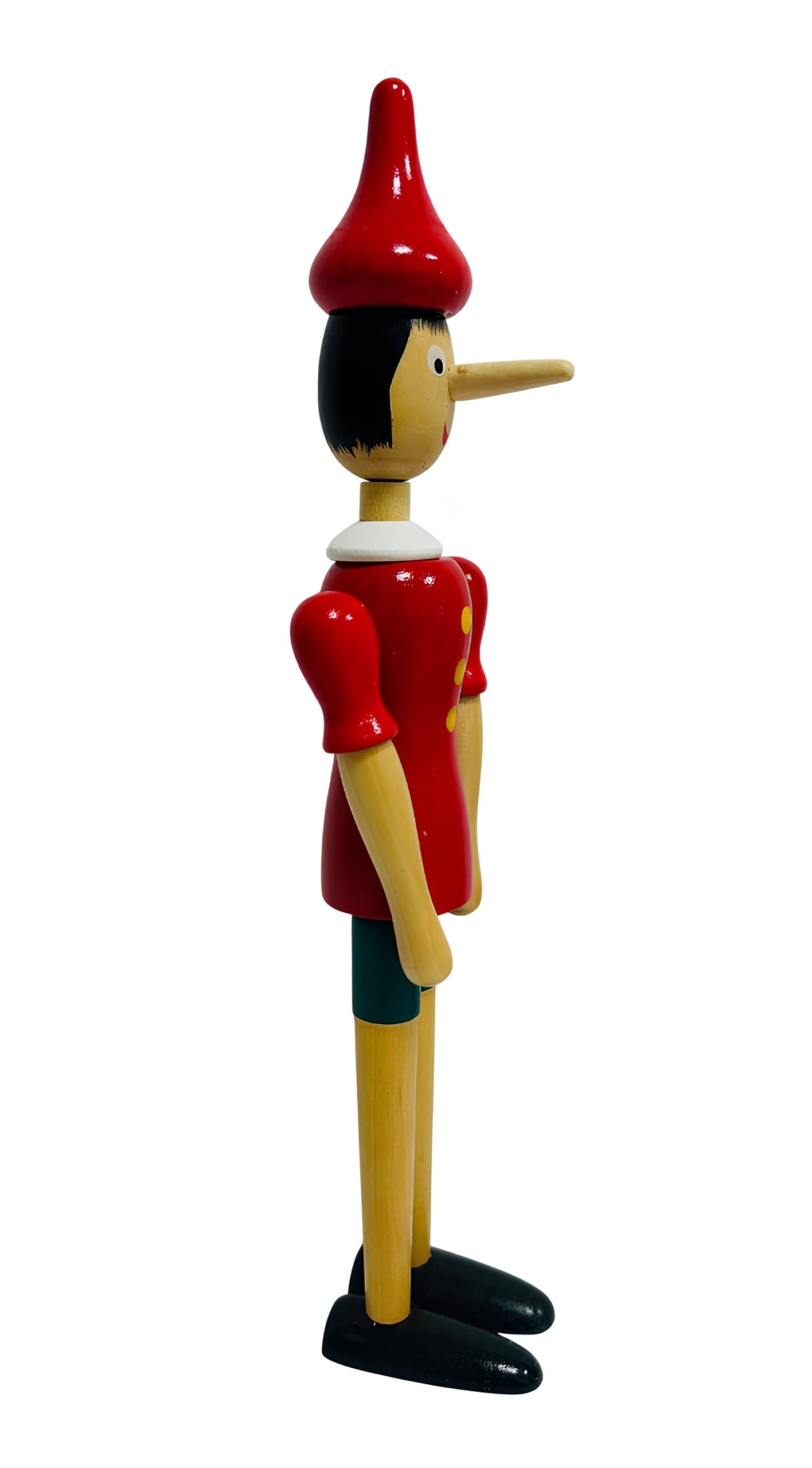 Pinocchiio in Legno Massello cm 30 Snodabile Marionetta di Legna con Articolazioni Burattino delle Fiabe in Legno Dipinto Altezza 30cm con Gambe Braccia e Testa Mobili Snodabile Snodato (A)