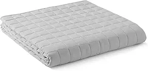 YnM Exclusive Cooling Weighted Blanket, Nylon/PE Fabric, Smallest Compartments, Bed Blanket for One Person of 140lbs, Ideal for Twin/Full Bed (48x72 Inches, 15 Pounds, Light Grey Quill)